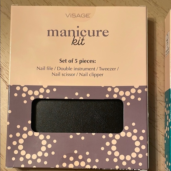 Lot of 2 Visage Manicure Set Black and Teal hard clam shell case Compact Design - Picture 5 of 10